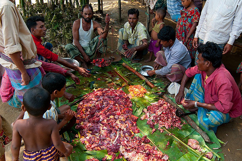 Okolice Bishwamvarpuru - sprzedaż świeżego mięsa (Bangladesz 2010 - część 2/2)